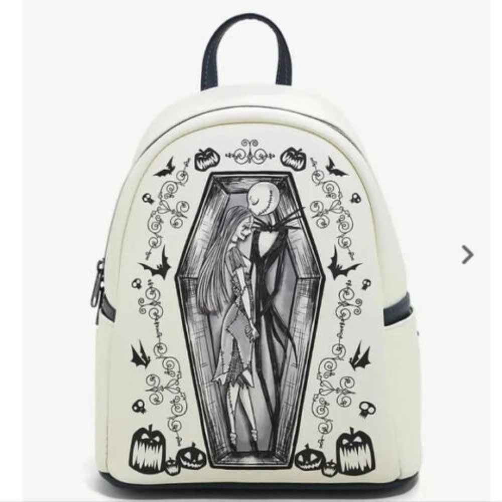 Loungefly Disney Nightmare Before Christmas Jack Sally Coffin Backpack NWT